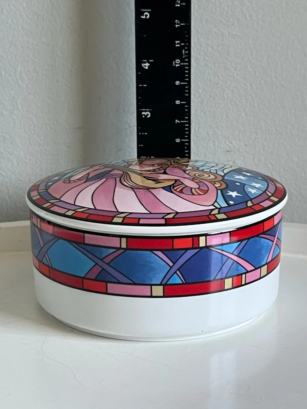 Vintage Mikasa Herald Angel Lidded Trinket Box Jar By Dan Scannell